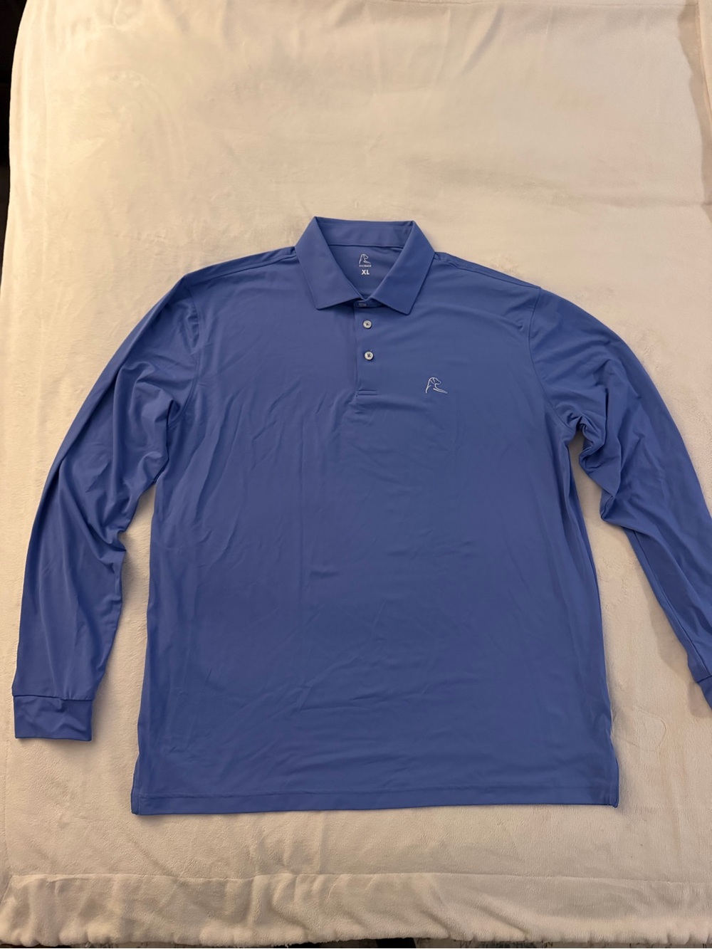 Rhoback Men’s Performance Long Sleeve Polo The Coastal Solid Blue Extra Large XL